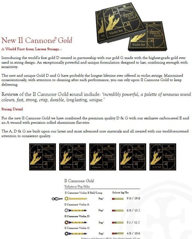 Larsen IL Cannone GOLD Fiolinstrenger 4/4 Sett, medium